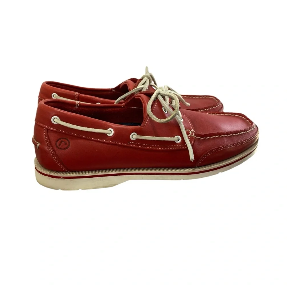 Rockport Premium Leather Heritage Boat Nautical Deck Loafers 11 Red Grandad Core